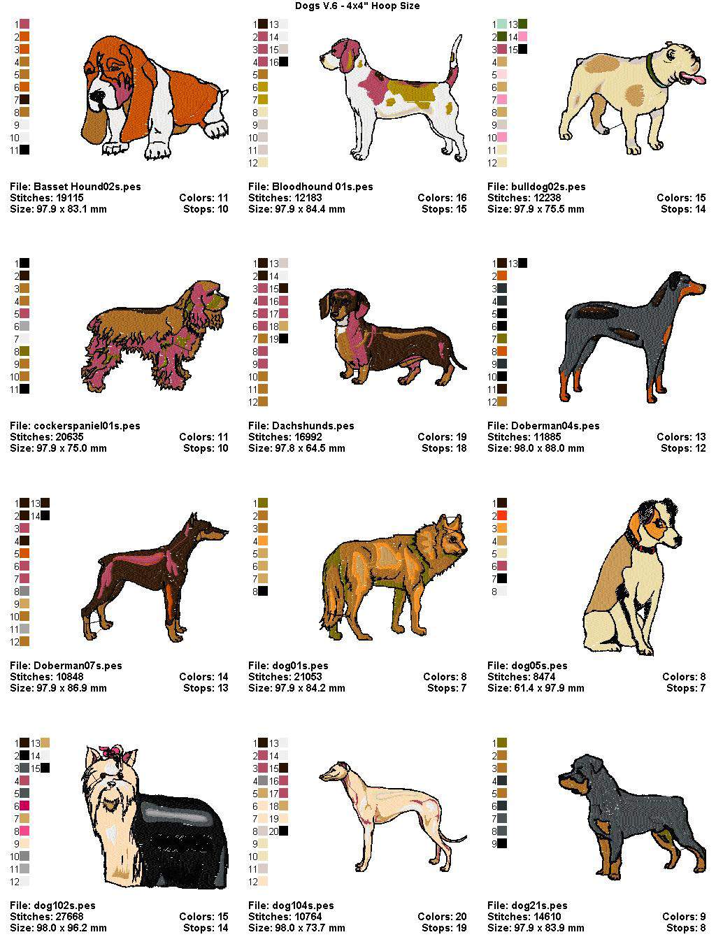 PETS / DOGS V.6 (4X4)   LD MACHINE EMBROIDERY DESIGNS  