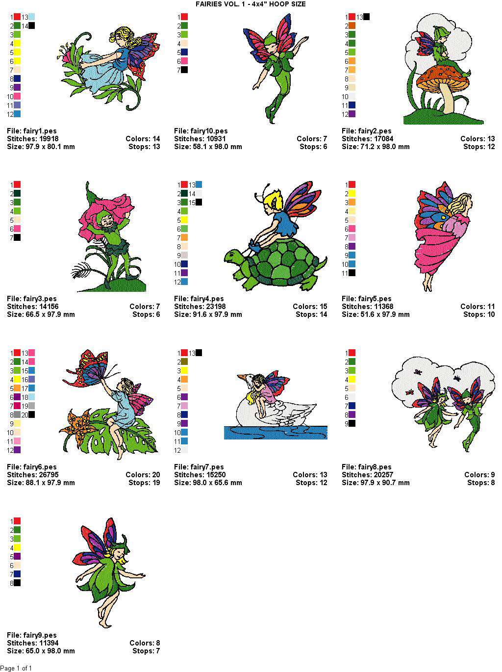 FANCIFUL FAIRIES V 1(4x4) LD MACHINE EMBROIDERY DESIGNS  